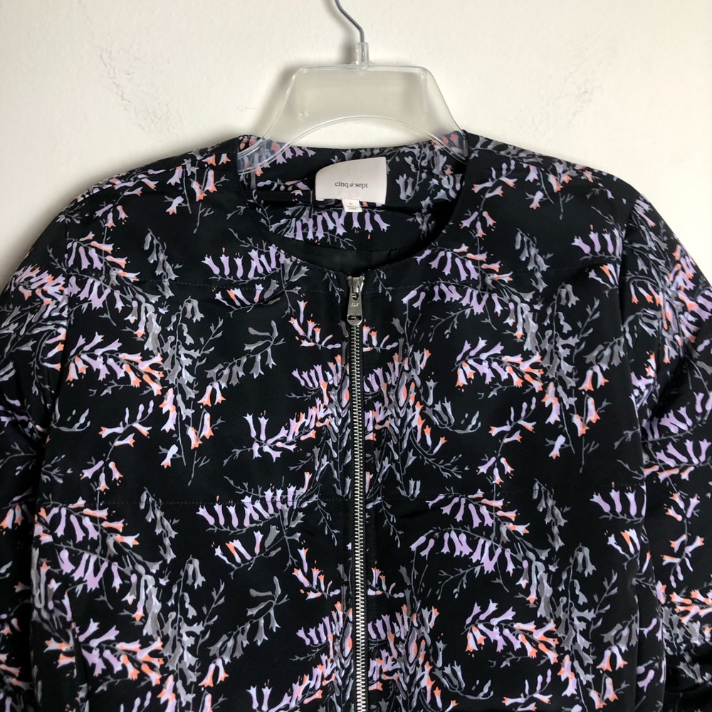 Cinq a Sept Floral Puffer Bomber Cropped Jacket - Picture 8 of 15